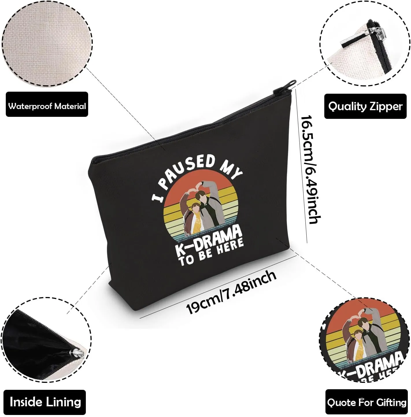 ZJXHPO K Drama Gift for Korean TV Show Fans I Paused My KDrama To Be Here K Drama Cosmetic Bag Korean Lover Gift (BL KDrama)