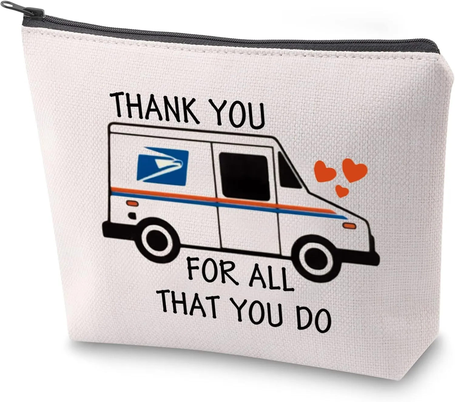 ZJXHPO Mail Truck Cosmetic Bag Thank You For All That You Do Makeup Bag With Zipper Mail Lady Thank You Travel Case Gift Mail Carrier Gift (Mail Lady do)
