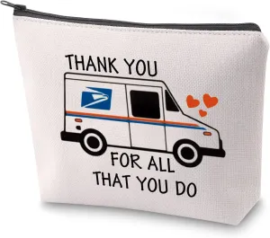ZJXHPO Mail Truck Cosmetic Bag Thank You For All That You Do Makeup Bag With Zipper Mail Lady Thank You Travel Case Gift Mail Carrier Gift (Mail Lady do)