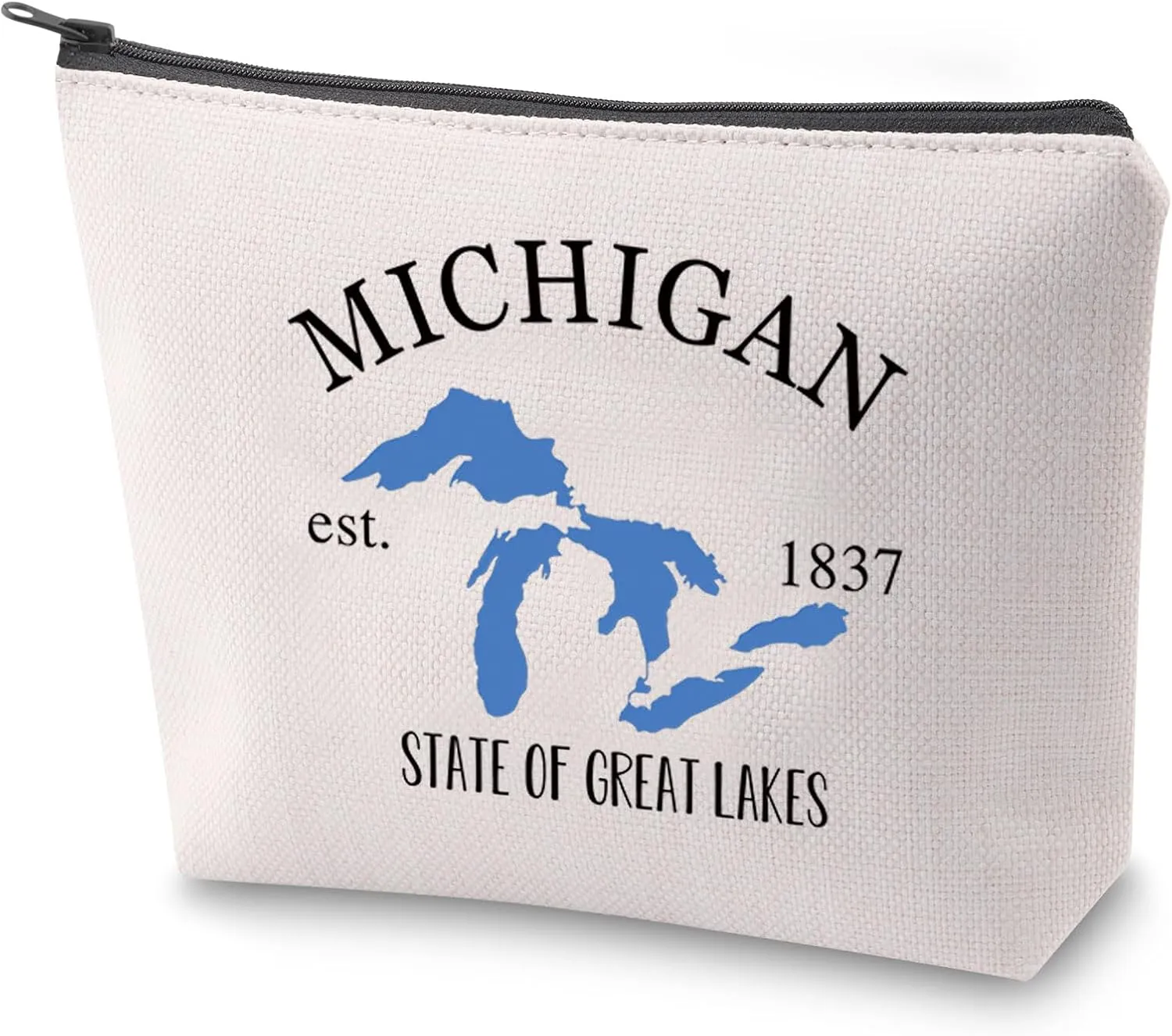 ZJXHPO Michigan State Themed Cosmetic Bag - Waterproof Polyester Makeup Travel Gift Bag - Michigan 1837