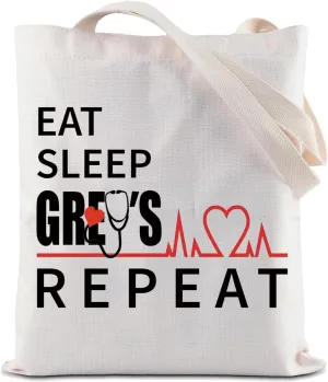 ZJXHPO Movie Fans Tote Bag Gift Eat Sleep Doctor Repeat Shoulder Bag TV Show Handbag Gift For Her