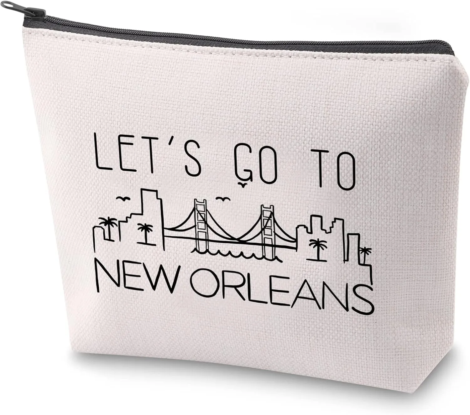 ZJXHPO New Orleans Skyline Cosmetic Bag New Orleans Bachelorette Favors New Orleans Trip Travel Case Let’s Go To New Orleans Travel Gift Souvenir (New Orleans)