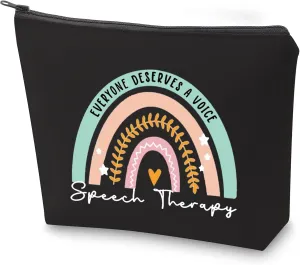ZJXHPO Rainbow Speech Therapy Cosmetic Bag Everyone Deserve A Voice Speech Therapy Makeup Bag With Zipper SLP Appreciation Gift (BL Speech Therapy)