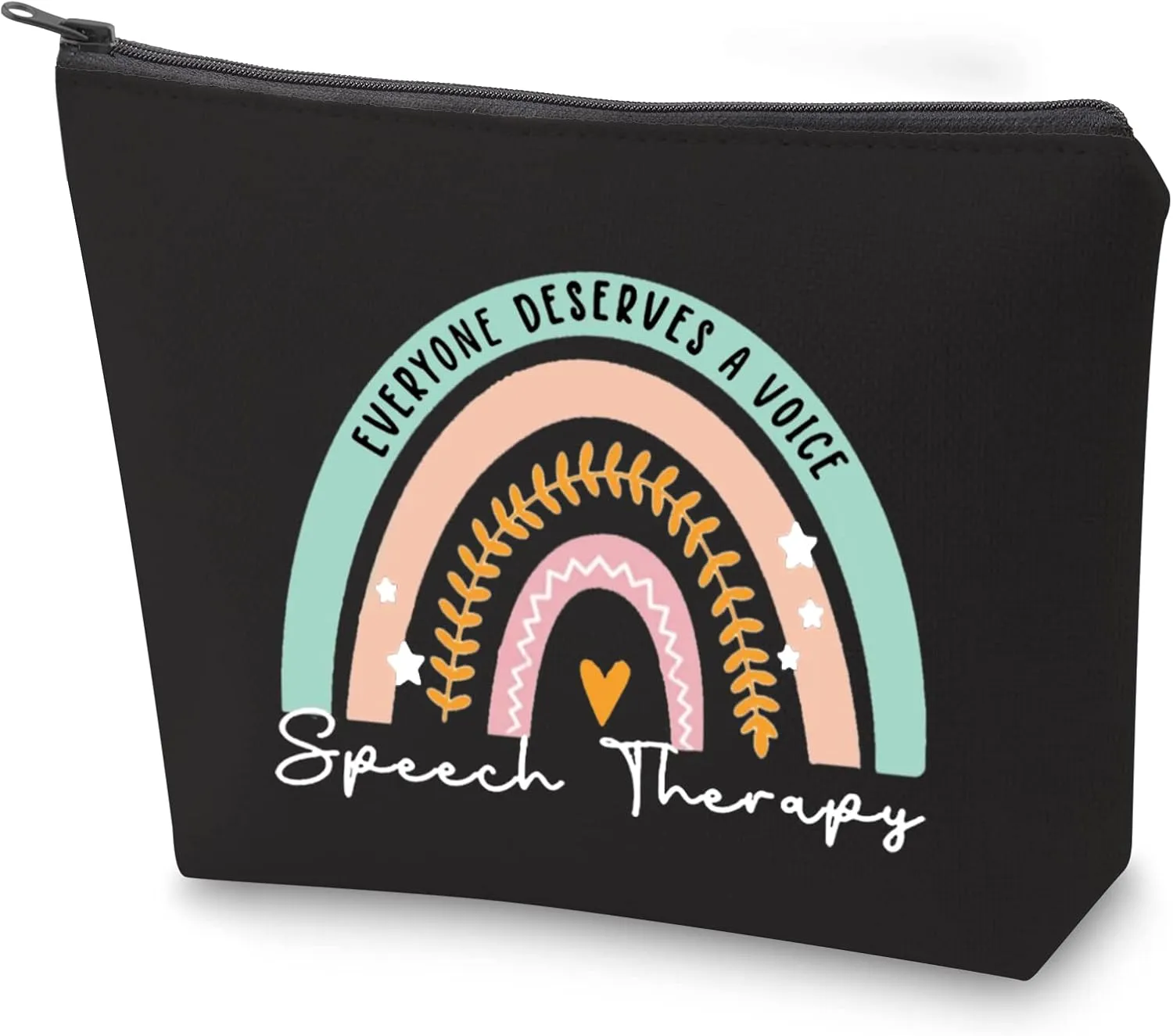 ZJXHPO Rainbow Speech Therapy Cosmetic Bag Everyone Deserve A Voice Speech Therapy Makeup Bag With Zipper SLP Appreciation Gift (BL Speech Therapy)