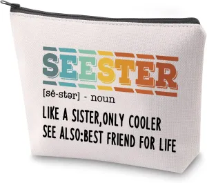 ZJXHPO Seester Cosmetic Bag Seester Definition Makeup Bag Best Sister Ever Travel Case Sister-In-Law Gift Step-Sister Gift (Seester)