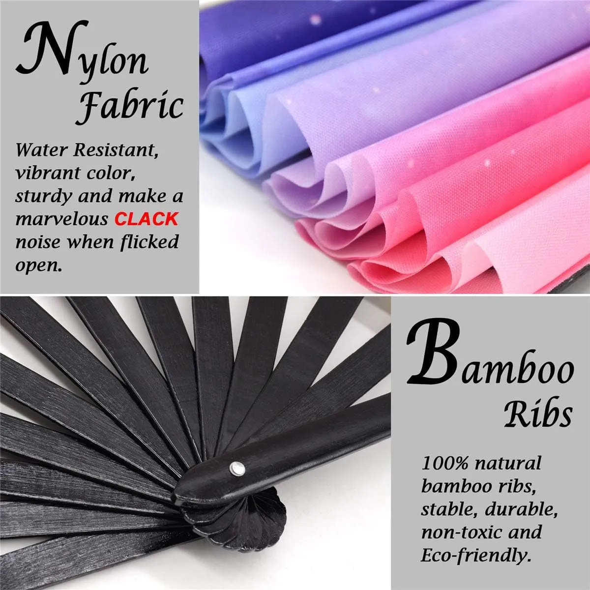 Zolee Large Rave Folding Hand Fan with Bamboo Ribs for Men/Women - Chinese Japanese Handheld Fan with Fabric Case - for Dance Music Festival Party, Performance, Decorations, Gift (Galaxy)