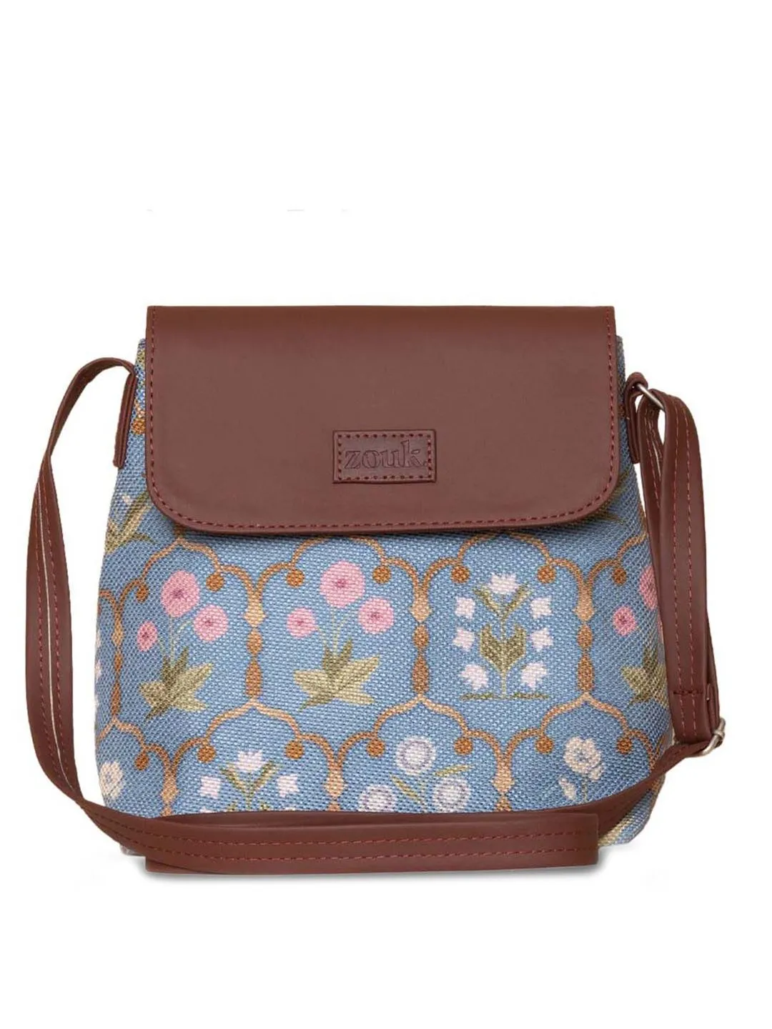 ZOUK Blue Floral Printed Sling Bag