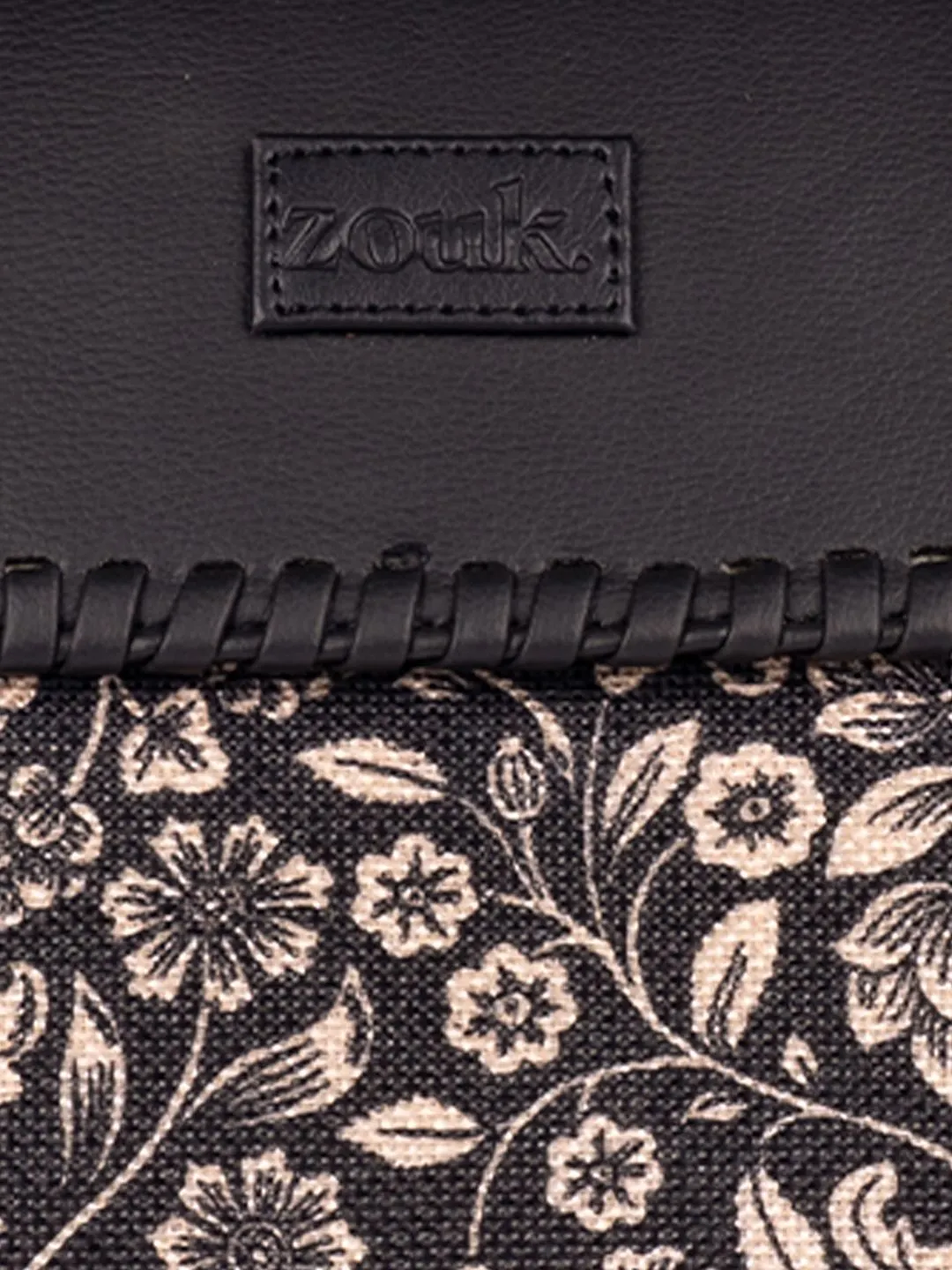 ZOUK Floral Printed Oversized Structured Jute Handheld Bag