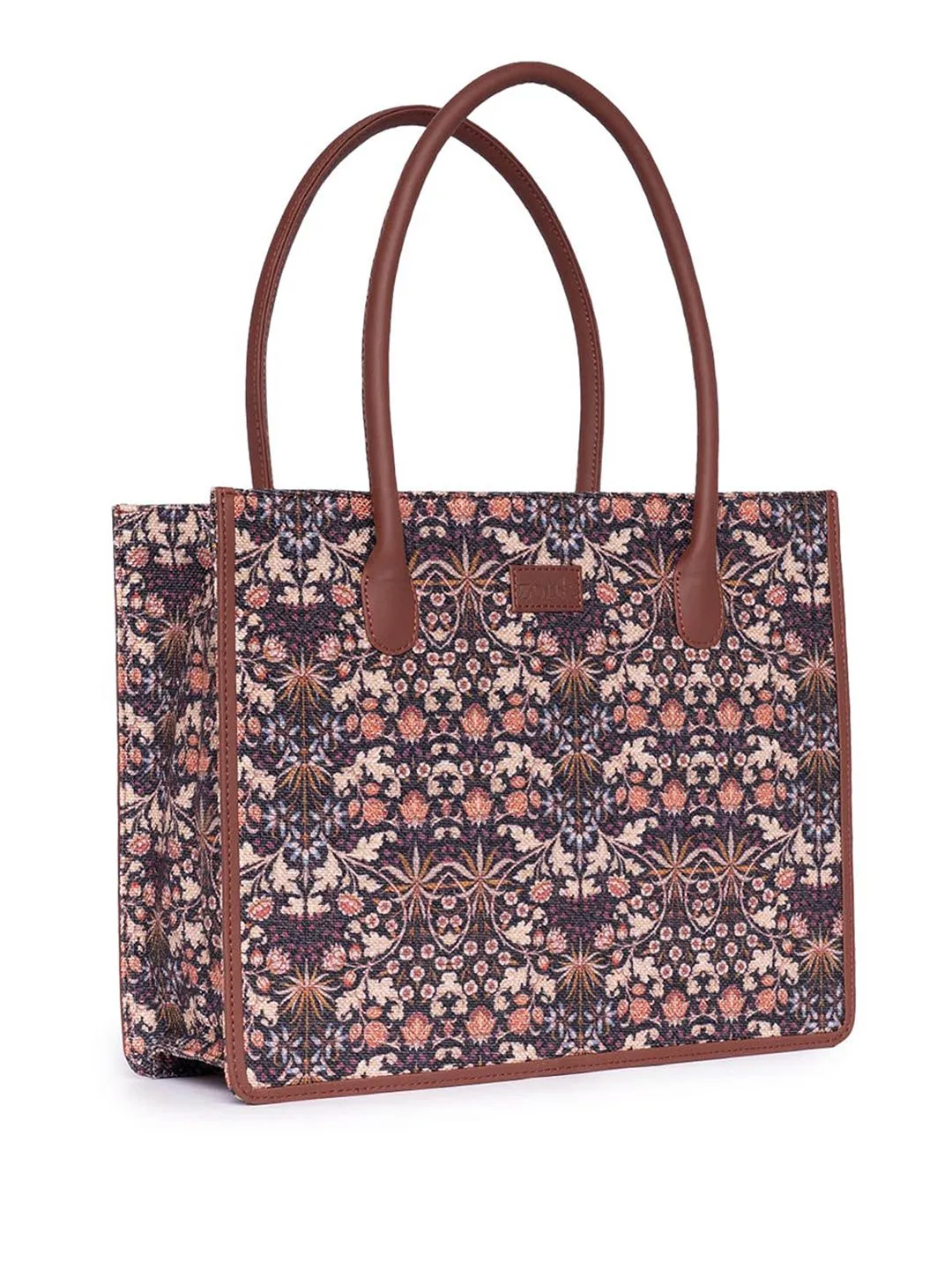 ZOUK Floral Printed Structured Handheld Bag