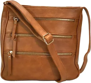 Zzfab Triple Zipper Locking Concealed Carry Crossbody Bag - CCW Concealed Carry Purse