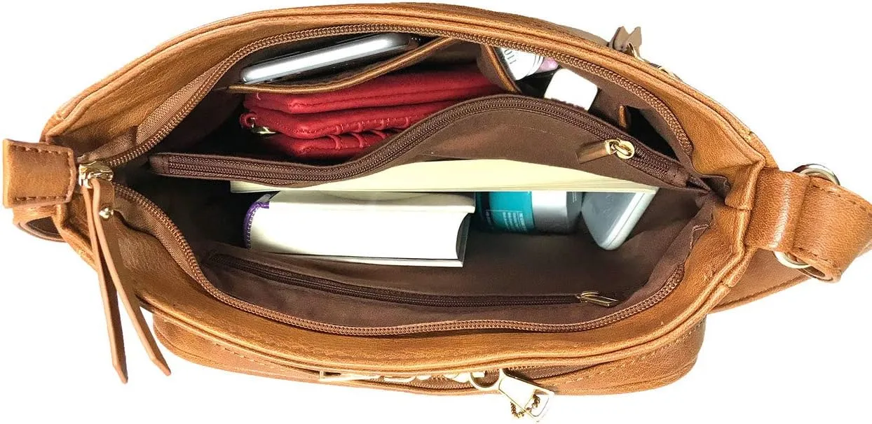 Zzfab Triple Zipper Locking Concealed Carry Crossbody Bag - CCW Concealed Carry Purse