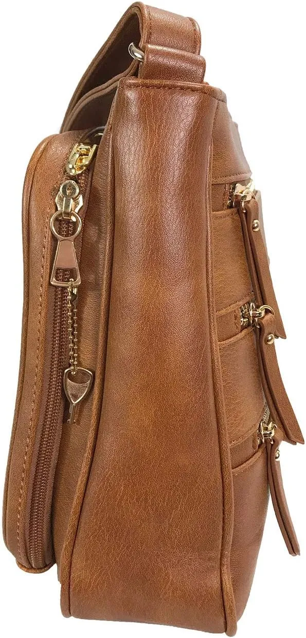 Zzfab Triple Zipper Locking Concealed Carry Crossbody Bag - CCW Concealed Carry Purse