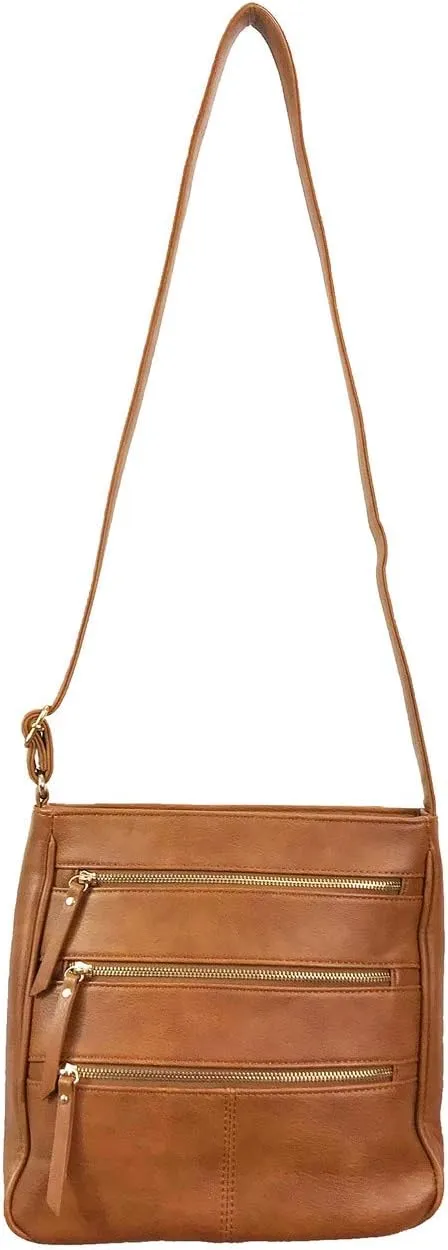 Zzfab Triple Zipper Locking Concealed Carry Crossbody Bag - CCW Concealed Carry Purse
